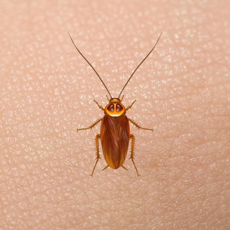 Illustration of cockroach on skin