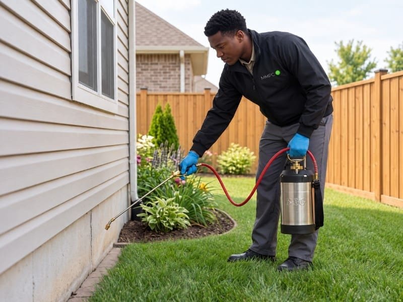 Outdoor spraying for ants